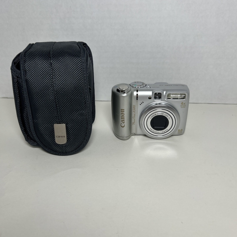 Canon PowerShot A580 8.0MP Digital Camera Silver 4x Optical Zoom W/Case See Desc